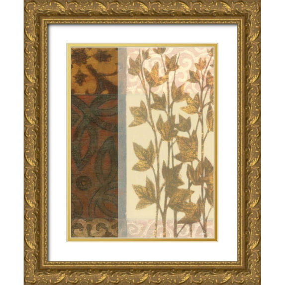 Wyatt Jr., Norman 25x32 Gold Ornate Wood Framed with Double Matting Museum Art Print Titled - Tapestry with Leaves II