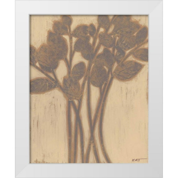 Wyatt Jr., Norman 26x32 White Modern Wood Framed Museum Art Print Titled - Gilded Grey Leaves I