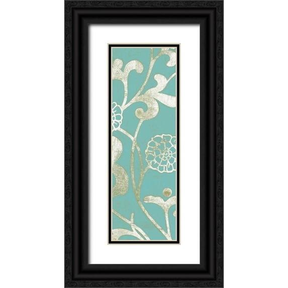 Wyatt Jr., Norman 7x14 Black Ornate Wood Framed with Double Matting Museum Art Print Titled - 2-Up Teal Vine II