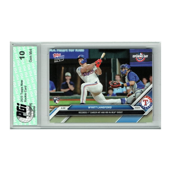 Wyatt Langford 2024 Topps Now #12 1st Hit & RBI in MLB Debut Rookie Card PGI 10
