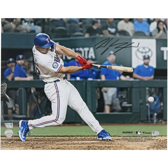Wyatt Langford Texas Rangers Autographed 16" x 20" Debut Hitting Photograph - Fanatics Authentic Certified