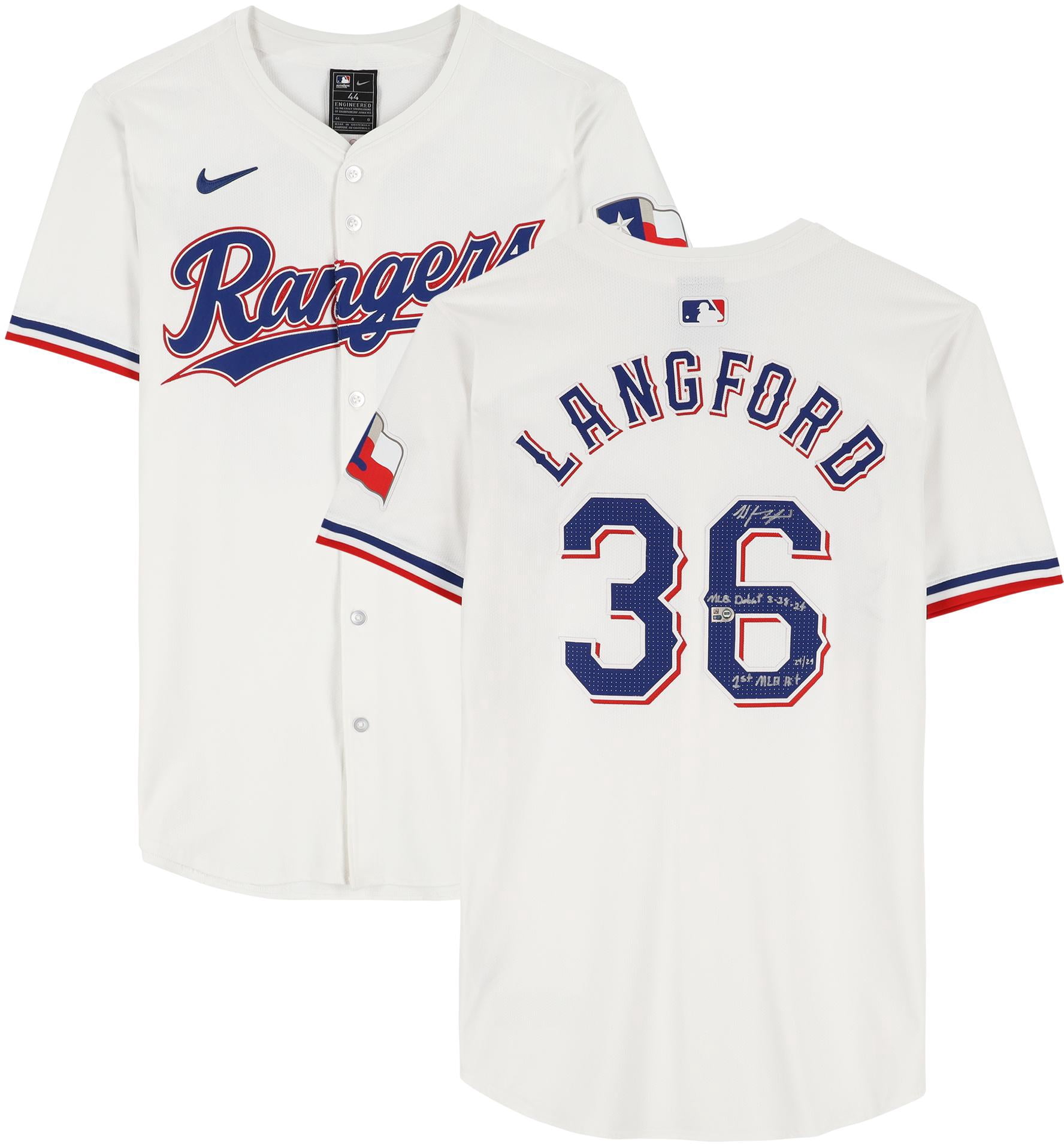 Wyatt Langford Texas Rangers Autographed White Authentic Jersey with ...