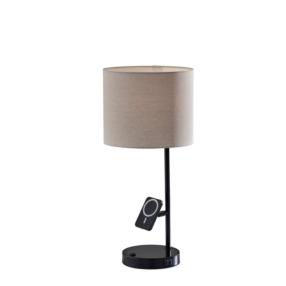 Adesso Wyatt 22" Desk Lamp Steel with USB-A & C, AC outlet, and wireless charging pad