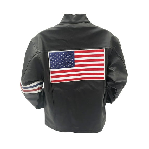 Wyatt Williams American Flag Faux Leather Jacket - Mens 2XL
