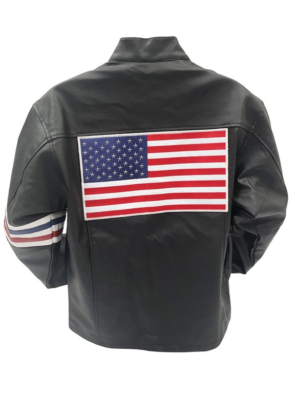 Wyatt Williams American Flag Faux Leather Jacket - Mens 2XL