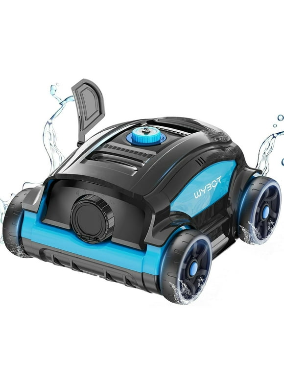 Wybot Robotic Pool Cleaner, Cordless Pool Vacuum Robot with 45W Boosted Power, 130Mins Superior Endurance for Above/Inground Pools Up to 1300 Sq.ft (Black and Blue)