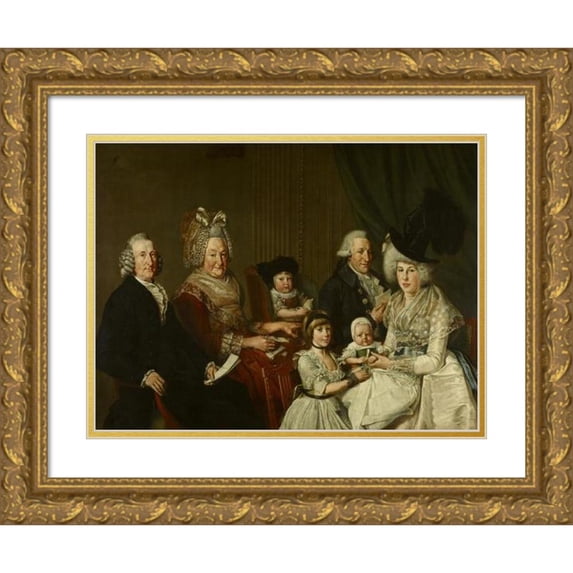 Wybrand Hendriks 14x11 Gold Ornate Wood Frame and Double Matted Museum Art Print Titled - Pieter De Clercq (1731-1807) and His Family (1790)