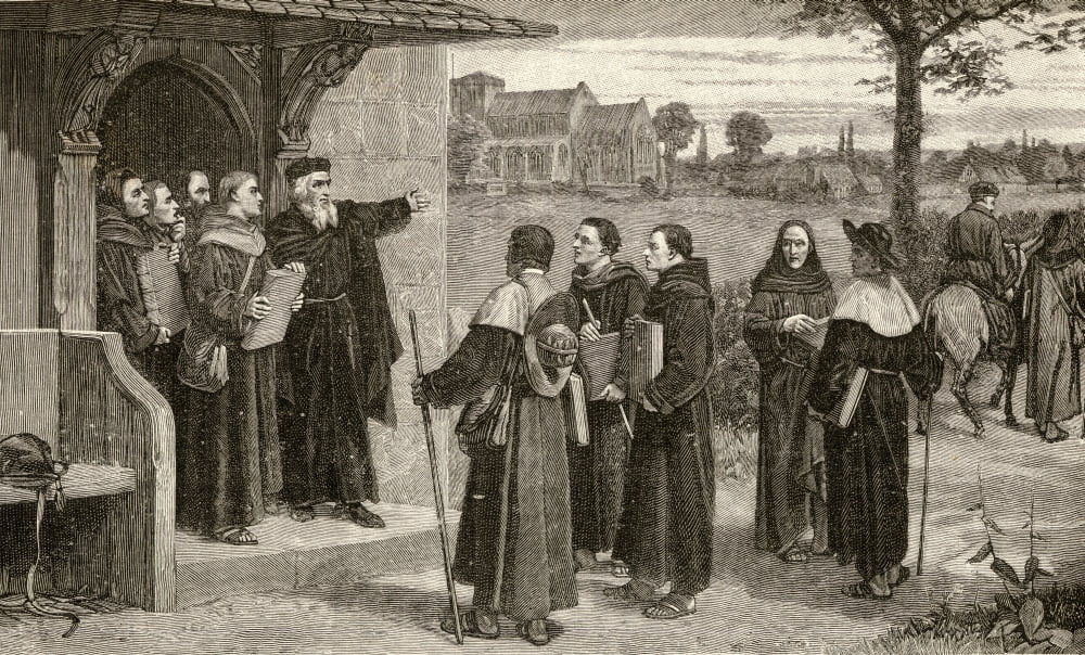 Wyclif Sending Out His Poor Priests John Wyclif C1330-1384 English Theologian Philosopher And Church Reformer From The Picture By WF Yeames Canvas Art - Ken Welsh Design Pics (38 x 22)