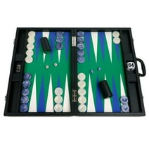 Wycliffe Brothers 24-inch Backgammon Set with 2-inch Checkers - Black Case with Green Field - Club Class