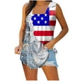 thumbnail image 1 of Wycnly 4th of July Tank Top for Women Breathable Comfy Pleated Hem Shirts Independence Day Tunic Vest Summer US Flag Print Square Neck Sleeveless Fashion Blouses Gray xxl, 1 of 4