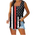 thumbnail image 1 of Wycnly 4th of July Tank Top for Women Breathable Comfy Pleated Hem Shirts Independence Day Tunic Vest Summer US Flag Print Square Neck Sleeveless Fashion Blouses Black xl, 1 of 4
