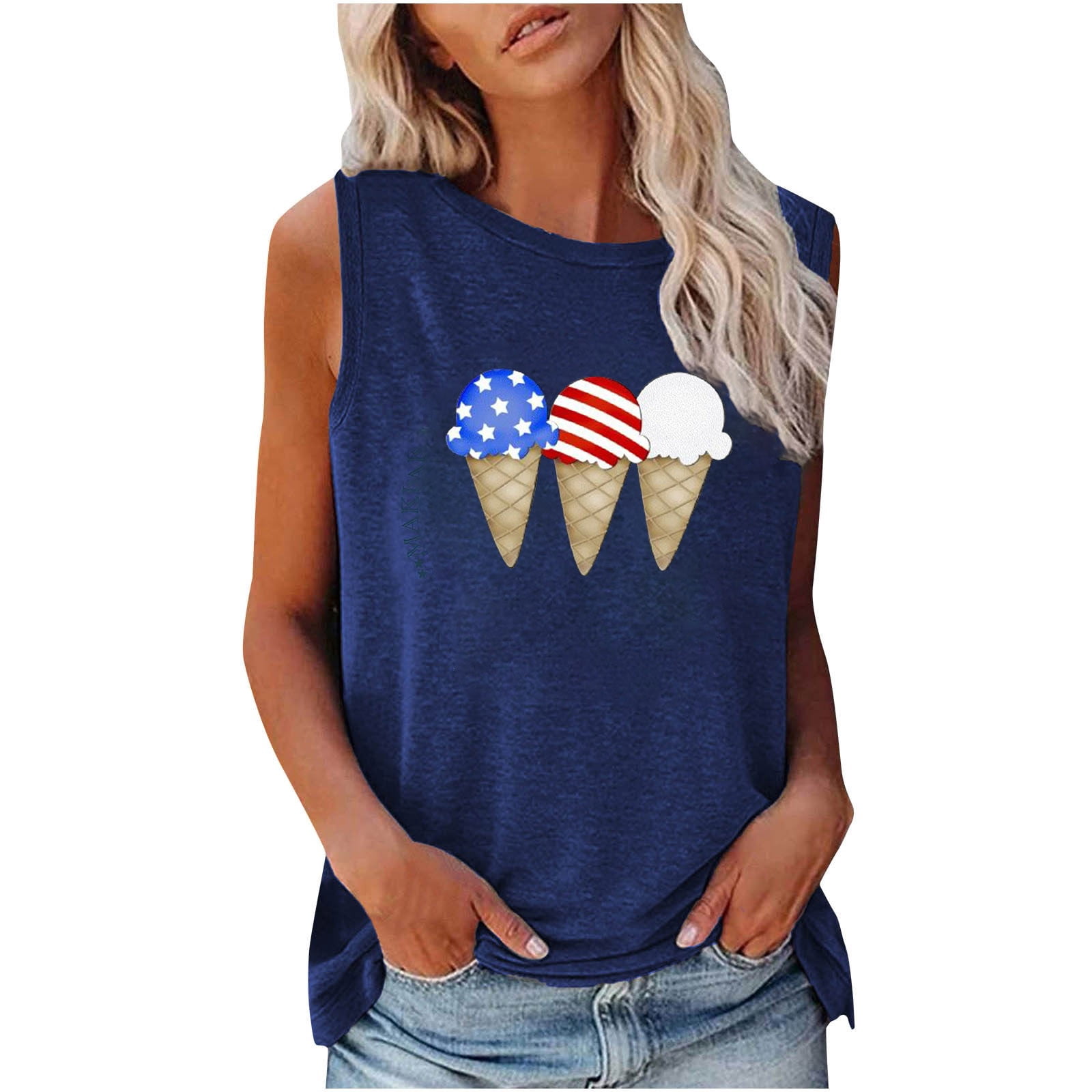 Women's Summer Tank Top - Funny Beach Wave Graphic, Vintage Sleeveless Tee, Casual Cotton Blend, Regular Fit