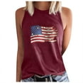 thumbnail image 1 of Wycnly 4th of July Tank Top for Women Independence Day Patriotic Loose Comfy Racerback Shirts Vest Summer American Flag Print Round Neck Sleeveless Fashion Blouses Wine l, 1 of 5