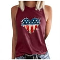 thumbnail image 1 of Wycnly 4th of July Tank Top for Women Independence Day Patriotic Regular Fit Racerback Shirts Vest Summer Heart Flag Print Round Neck Sleeveless Fashion Blouses Wine xl, 1 of 5
