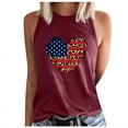 thumbnail image 1 of Wycnly 4th of July Tank Top for Women Independence Day Patriotic Shirts Loose Fit Racerback Vest Summer Leopard Heart Print Round Neck Sleeveless Fashion Blouses Wine s, 1 of 5