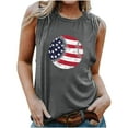 thumbnail image 1 of Wycnly 4th of July Tank Top for Women Independence Day Patriotic Tshirts Loose Fit Breathable Vest Summer Baseball US Flag Print Round Neck Sleeveless Fashion Blouses Gray xxl, 1 of 6