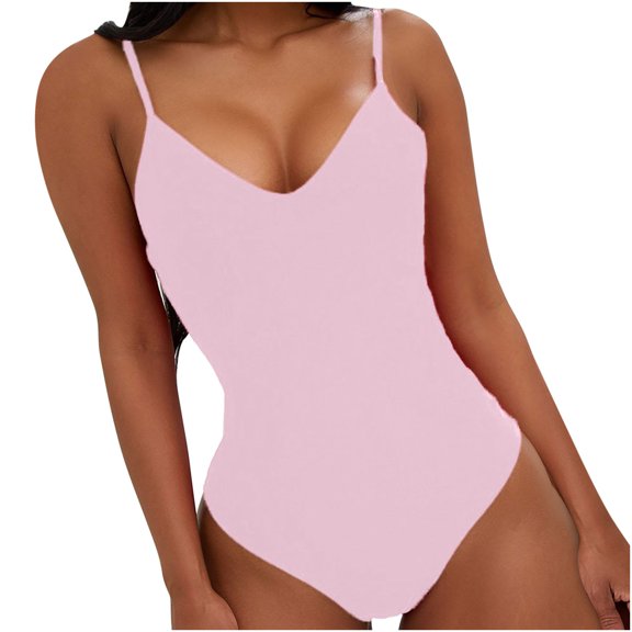 Wycnly Bathing Suits for Women Womens Swimsuits High Waist Bathing Suits Womens Backless Spaghetti Strap Swimwear Ladies Girls Solid Slim Beachwear One Piece Swimsuit