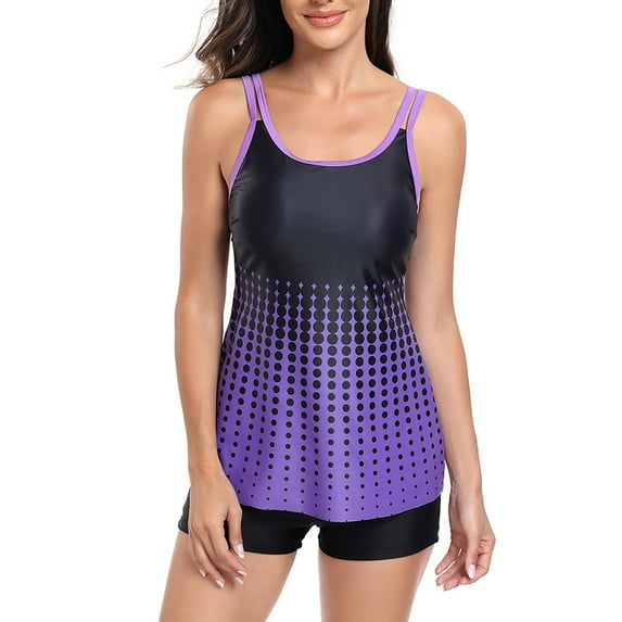 Wycnly Bathing Suits for Women Womens Swimsuits Two Piece Bathing Suit Womens Fashion Dot Print Strap High Waist Tankini Swimwear Summer Beach Modest Swimsuit with Boyshorts Tankini