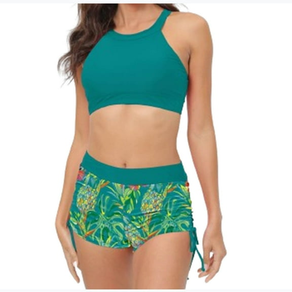 Wycnly Bathing Suits for Women Womens Swimsuits Two Piece Bathing Suits for Women Summer Beach Pool Party Swimwear Fashion Floral Print Ladies Girls High Waist Swimsuit Bikini Set