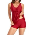 thumbnail image 1 of Wycnly Bathing Suits for Women Womens Swimsuits Womens Two Piece Bathing Suit Ladies Casual Solid Tie Front Modest Swimwear Beach Pool High Waist Tank Top with Boyshorts Tankini Swimsuits, 1 of 7