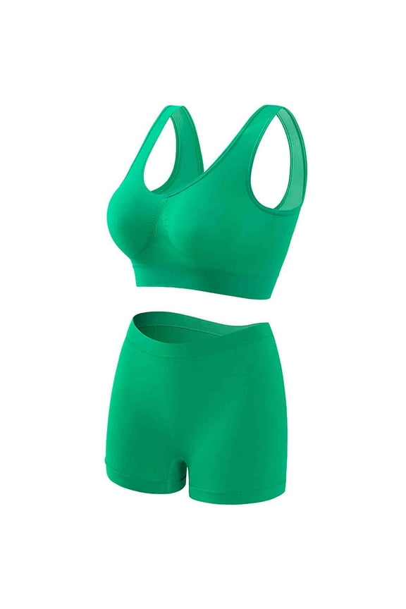 Bras for Women,Womens Sports Bras,Womens 2 Pieces Underwear Outfits Breathable Comfy Knitted Seamless Bra with Shorts Legging Plus Size Workout Yoga Bralette Sets