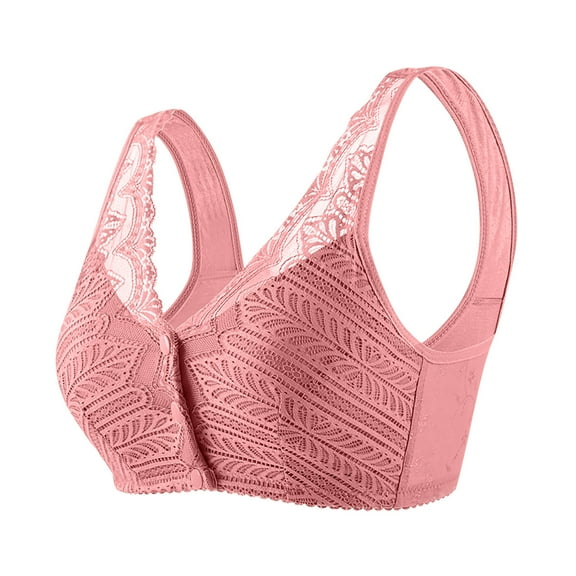 Wycnly Bras for Women,Womens Wireless Bras,Womens Sports Bras Wirefree Comfort Lace Patchwork Seamless Bralettes Ladies Elder Front Closure Full Coverage Push up Bra