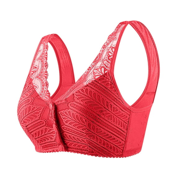 Wycnly Bras for Women,Womens Wireless Bras,Womens Sports Bras Wirefree Comfort Lace Patchwork Seamless Bralettes Ladies Elder Front Closure Full Coverage Push up Bra