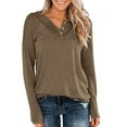 thumbnail image 1 of Wycnly Button Henley Top for Women Casual Solid Crewneck Long Sleeve Tshirt Spring Breathable Pullover Sweatshirts Womens Tops Dressy Casual, 1 of 6