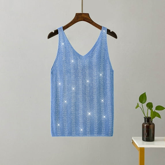Wycnly Camisole Top for Women Summer Tops Party Club Going out Loose Lightweight Sparky Tank Top Fashion Solid Sleeveless T Shirts Girls Sleeveless Shirt