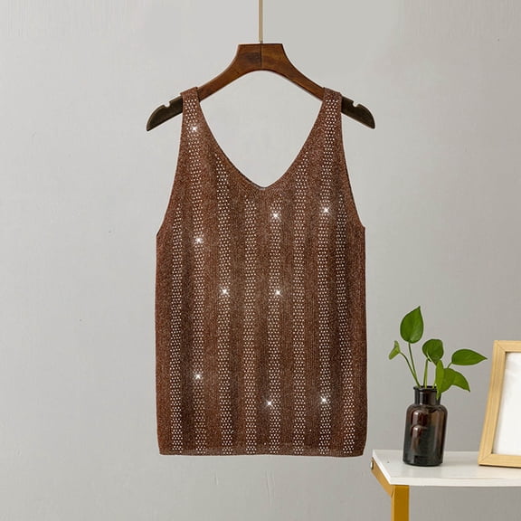 Wycnly Camisole Top for Women Womens Summer Tops Party Club Going out Loose Lightweight Sparky Tank Top Cute Solid Sleeveless Blouses Girls Sleeveless Shirt