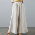 thumbnail image 1 of Wycnly Pants for Women Trousers for Women Fashion Drawstring Elastic Waist Loose Straight Leg Pants Vintage Cotton Linen Casual Ladies Long Pants with Pocket, 1 of 7