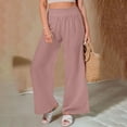 thumbnail image 1 of Wycnly on Sale Pants for Women Womens Loose Wide Leg Pants Vintage Cotton Linen Plus Size Palazzo Long Pants Casual Solid Elastic Waist Ladies Trousers with Pockets, 1 of 5