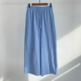 thumbnail image 1 of Wycnly Pants for Women Cotton Linen Pants for Women Casual Solid Plus Size Loose Straight Leg Long Pants Elastic Waist Drawstring Ladies Pocket Leisure Trousers Under $5, 1 of 3