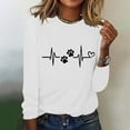 thumbnail image 1 of Wycnly Sale Sweatshirt for Women Comfy Breathable Ladies Casual Plus Size Loose ECG Paws Graphics Pullover Tee Tops Winter Trendy Solid Crewneck Long Sleeve Blouses, 1 of 4