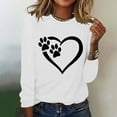 thumbnail image 1 of Wycnly Sale Sweatshirt for Women Fall Fashion Lightweight Comfy Loose Ladies Heart Paws Print Pullover Tshirt Tops Winter Trendy Striped Print Round Neck Long Sleeve Blouses, 1 of 4