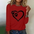 thumbnail image 1 of Wycnly Sale Sweatshirt for Women Fall Fashion Lightweight Comfy Loose Ladies Heart Paws Print Pullover Tshirt Tops Winter Trendy Striped Print Round Neck Long Sleeve Blouses, 1 of 4