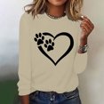 thumbnail image 1 of Wycnly Sale Sweatshirt for Women Fall Fashion Lightweight Comfy Loose Ladies Heart Paws Print Pullover Tshirt Tops Winter Trendy Striped Print Round Neck Long Sleeve Blouses, 1 of 4