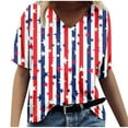 thumbnail image 1 of Wycnly Cute Tops for Women Star Striped Print V-Neck Short Sleeve T shirts Summer Loose Fit Breathable Fashion 4th July Independence Day Pullover Blouses Red xxl, 1 of 5