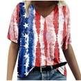 thumbnail image 1 of Wycnly Cute Tops for Women US Flag Print V-Neck Short Sleeve T shirts Summer Loose Fit Lightweight Fashion Independence Day 4th July Pullover Blouses Red xl, 1 of 5