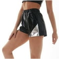 thumbnail image 1 of Wycnly on Sale Shorts for Women Womens Shorts Night Party Club Fashion Color Patchwork Sparkly Shorts Summer High Waist Loose Straight Leather Short Pants, 1 of 2