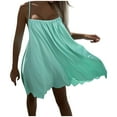thumbnail image 1 of Wycnly Dresses for Women 2024 Beach Boho Loose Swing Spaghetti Strap Short Dresses Sleeveless Round Neck Solid Summer Mini Formal Dress Green m Under $5, 1 of 7