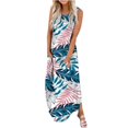 thumbnail image 1 of Wycnly Dresses for Women 2024 Loose Pocket Beach Boho Side Slit Shift Sun Dresses Sleeveless Crewneck Leaves Print Summer Maxi Casual Dress Army Green XXL, 1 of 5