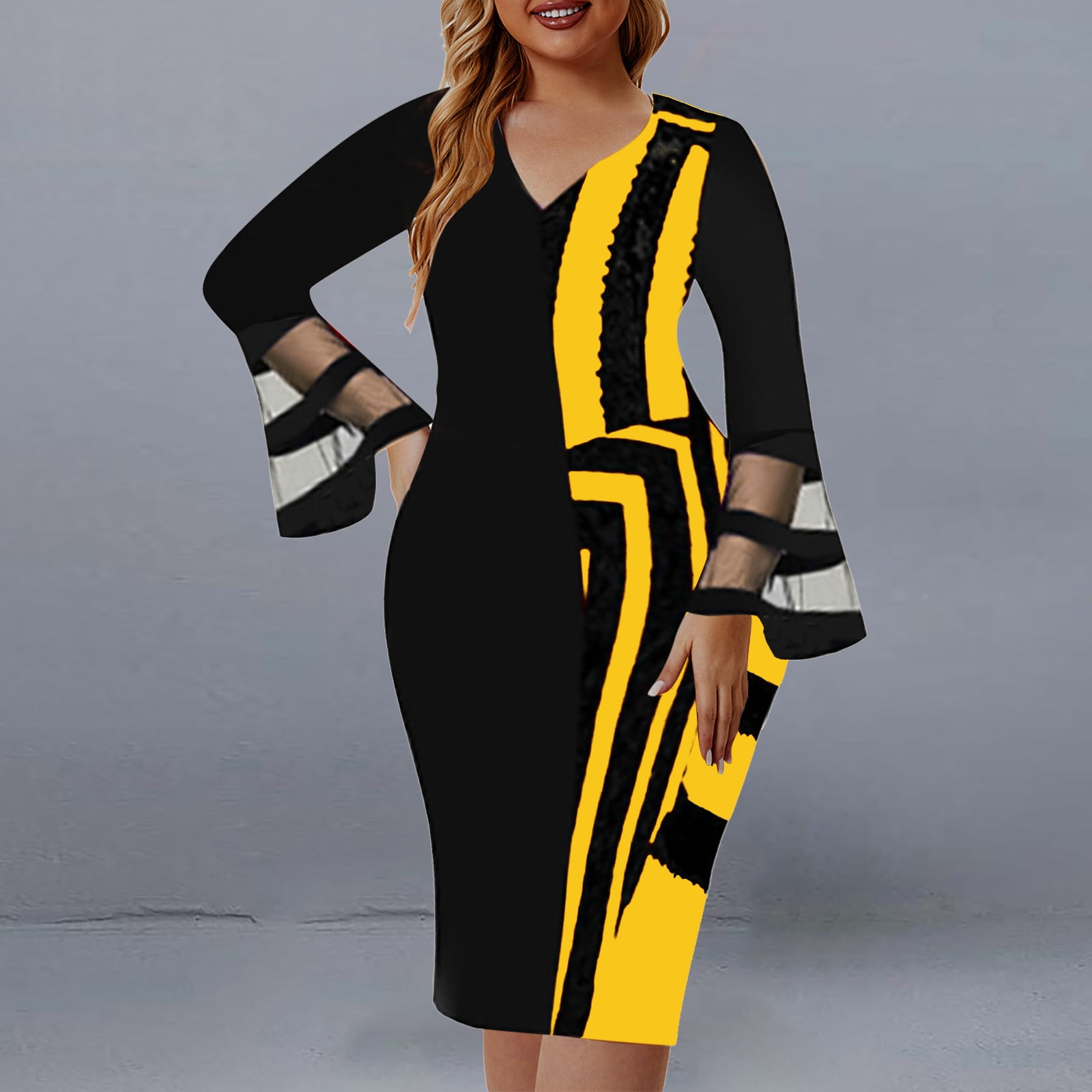 open lace back dress Yellow Party Dress with Net main image 1