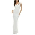 thumbnail image 1 of Wycnly Dresses for Women 2025 Party Prom Fashion One Shoulder Bodycon Sparkly Sequin Mermaid Long Dresses Solid Sleeveless Slash Neck Maxi Formal Dresses for Women White XXL, 1 of 3