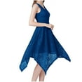 thumbnail image 1 of Wycnly Dresses for Women 2025 Party Prom Sexy Lace Empire Waist Irregular Swing Tank Knee-Length Dresses Solid Sleeveless V-Neck Midi Formal Dresses for Women Blue XL, 1 of 5