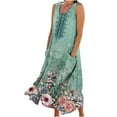 thumbnail image 1 of Wycnly Dresses for Women 2025 Summer Loose Comfy Breathable Cotton Linen Casual Swing Tank Long Sundress with Pocket Floral Print Sleeveless Crewneck Maxi Formal Dresses for Women Light Blue s, 1 of 5