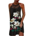 thumbnail image 1 of Wycnly Dresses for Women Sexy Hollowed off Shoulder Plus Size Beach Party Strap Mini Dresses Halter Sleeveless Polka Dot Print Summer Short Formal Dress Dark Blue s, 1 of 4