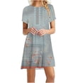 thumbnail image 1 of Wycnly Dresses for Women Vintage Plus Size Loose Swing Tunic Tshirt Short Dresses Crewneck Short Sleeve Flowers Print Summer Mini Formal Dress Sky Blue XXXL, 1 of 4
