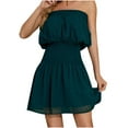 thumbnail image 1 of Wycnly Dresses for Women Beach Empire Waist Ruffle Layer Hem Strapless Chiffon Dresses Tube Top Sleeveless Solid Summer Mini Formal Dress Green m, 1 of 6
