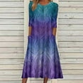 thumbnail image 1 of Wycnly Dresses for Women Loose Casual Swing Tunic Sundress with Pocket Elbow-Length Round Neck Tie-Dye Print Summer Long Formal Dress Blue m, 1 of 6